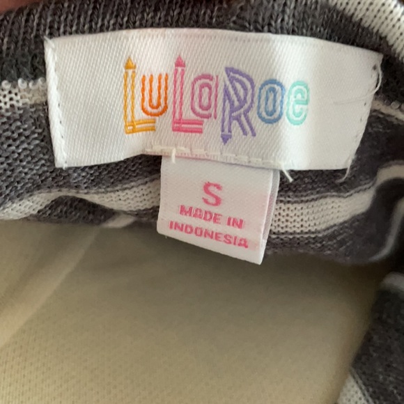 Lularoe Gray White Stripe Sarah Long Cardigan S - Picture 2 of 3